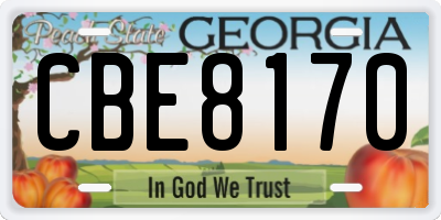 GA license plate CBE8170