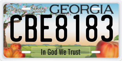GA license plate CBE8183
