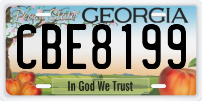 GA license plate CBE8199