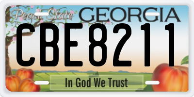 GA license plate CBE8211