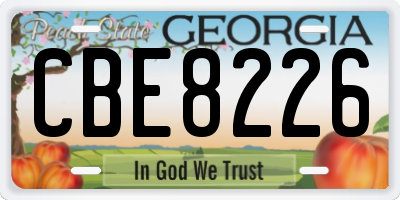 GA license plate CBE8226