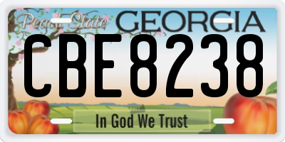 GA license plate CBE8238