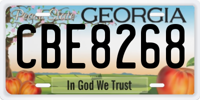 GA license plate CBE8268