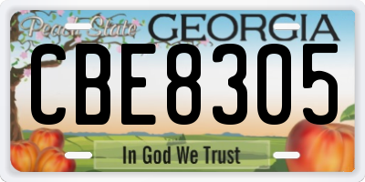 GA license plate CBE8305