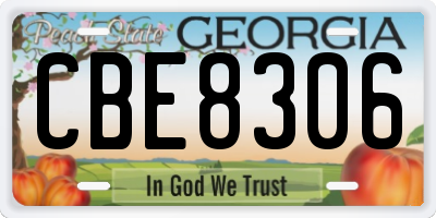 GA license plate CBE8306