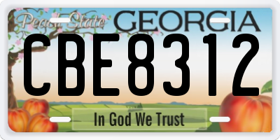 GA license plate CBE8312
