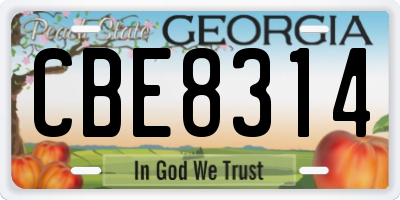 GA license plate CBE8314