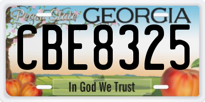 GA license plate CBE8325