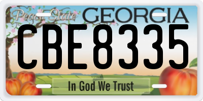 GA license plate CBE8335