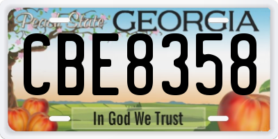 GA license plate CBE8358