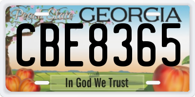 GA license plate CBE8365