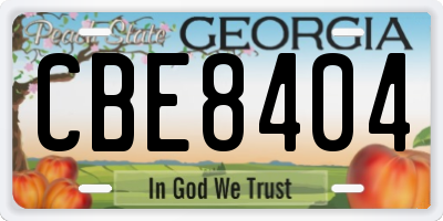 GA license plate CBE8404