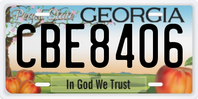 GA license plate CBE8406