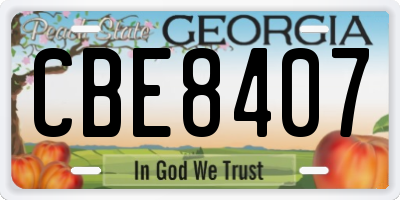 GA license plate CBE8407