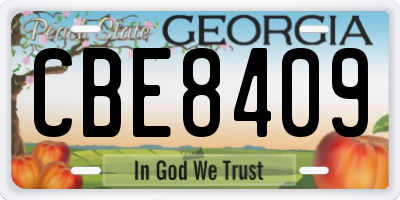 GA license plate CBE8409
