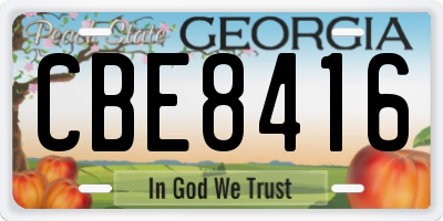 GA license plate CBE8416
