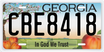 GA license plate CBE8418