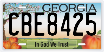 GA license plate CBE8425