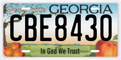 GA license plate CBE8430