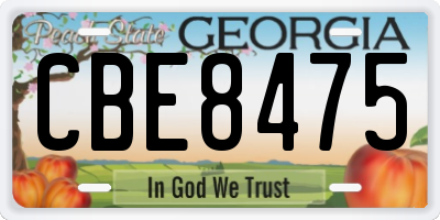 GA license plate CBE8475