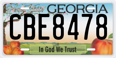 GA license plate CBE8478