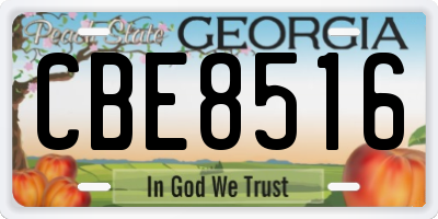 GA license plate CBE8516