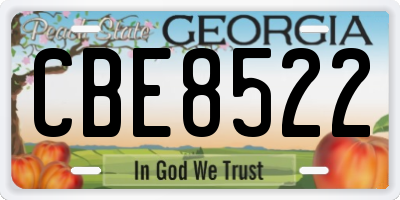 GA license plate CBE8522