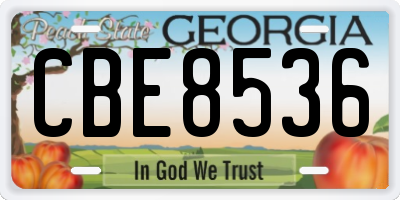 GA license plate CBE8536