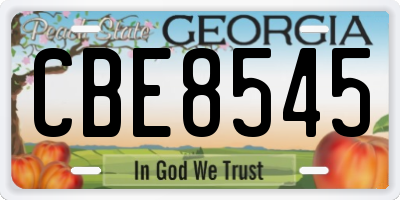 GA license plate CBE8545