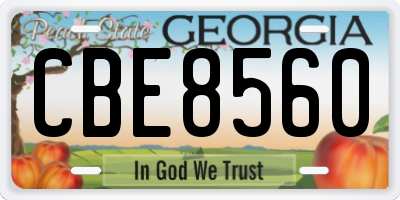 GA license plate CBE8560