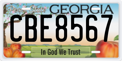 GA license plate CBE8567