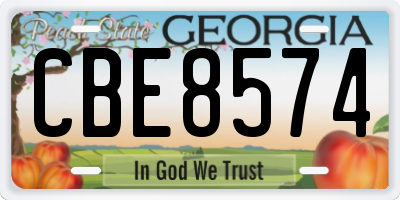 GA license plate CBE8574