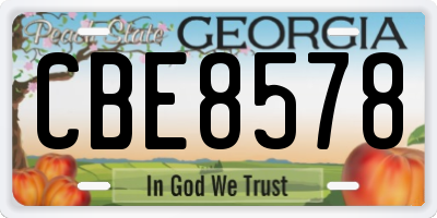GA license plate CBE8578