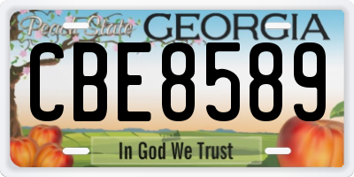 GA license plate CBE8589