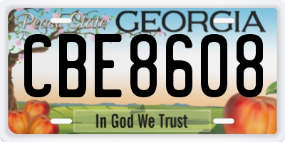 GA license plate CBE8608