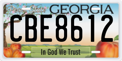 GA license plate CBE8612