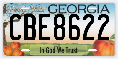 GA license plate CBE8622