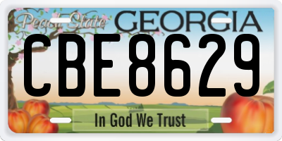 GA license plate CBE8629