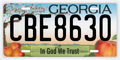 GA license plate CBE8630