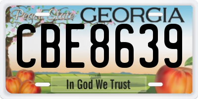GA license plate CBE8639