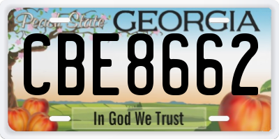 GA license plate CBE8662