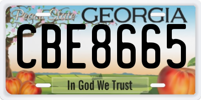 GA license plate CBE8665