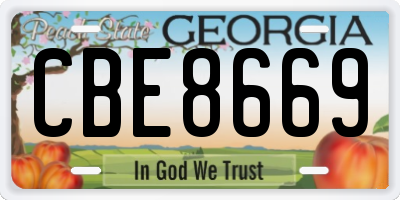 GA license plate CBE8669