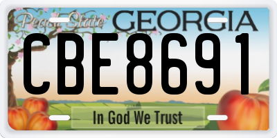 GA license plate CBE8691