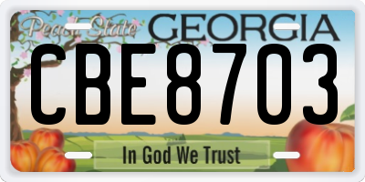 GA license plate CBE8703