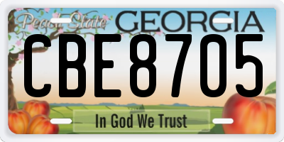 GA license plate CBE8705