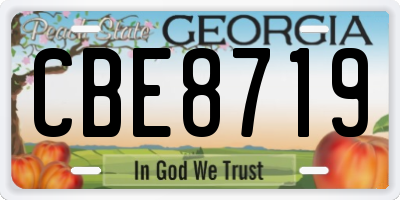 GA license plate CBE8719