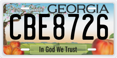 GA license plate CBE8726
