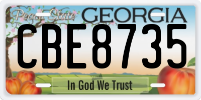 GA license plate CBE8735
