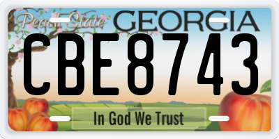 GA license plate CBE8743